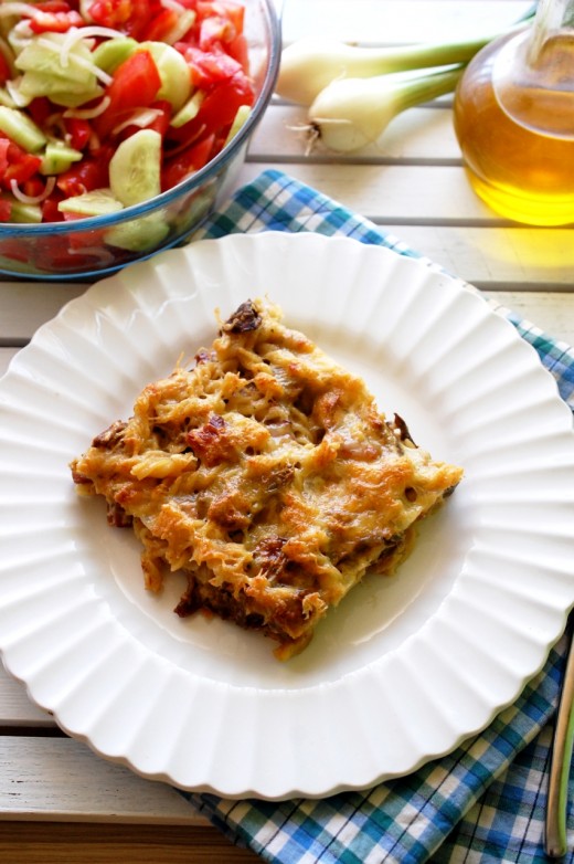 paste gratinate cu ciuperci porcinii