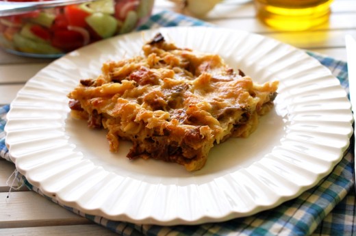 paste gratinate cu ciuperci porcinii