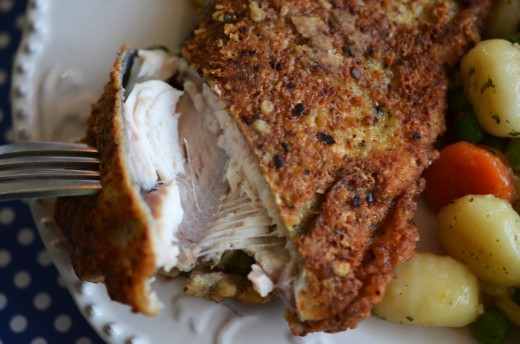Pastrav in crusta de parmesan