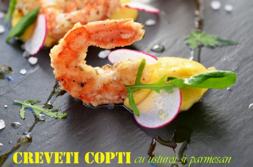 creveti copti cu usturoi si parmesan