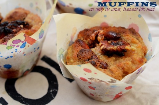 muffins cu sirop de artar banane si nuci