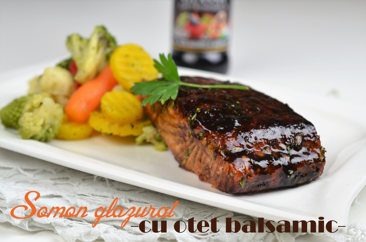 somon glazurat cu otet balsamic