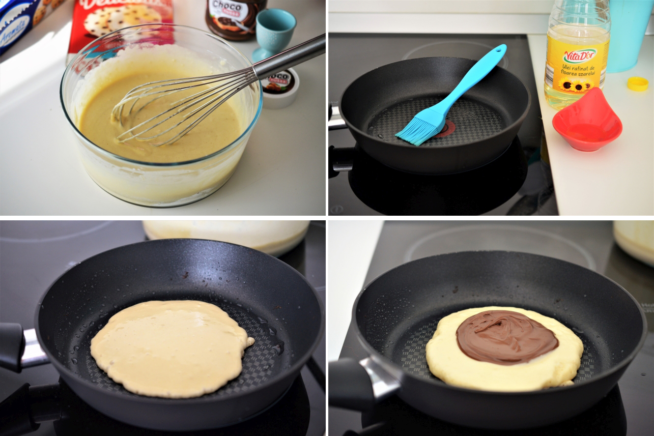 pancakes umplute cu ciocolata
